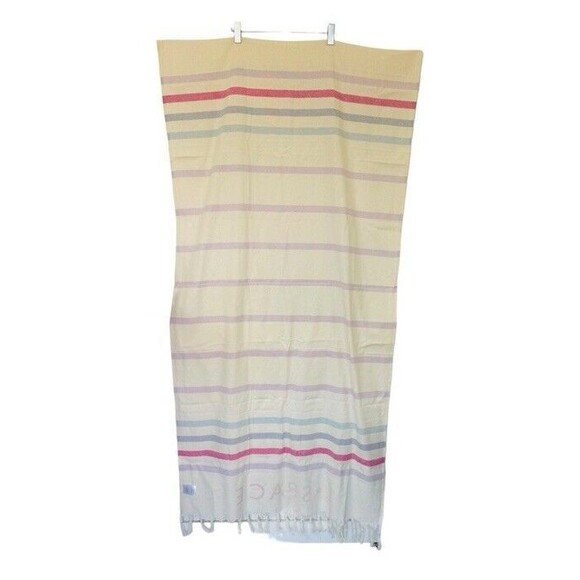 L SPACE Beach Blanket Towel Fringe Woven Cotton Striped Lightweight Coastal NEW - Picture 3 of 4
